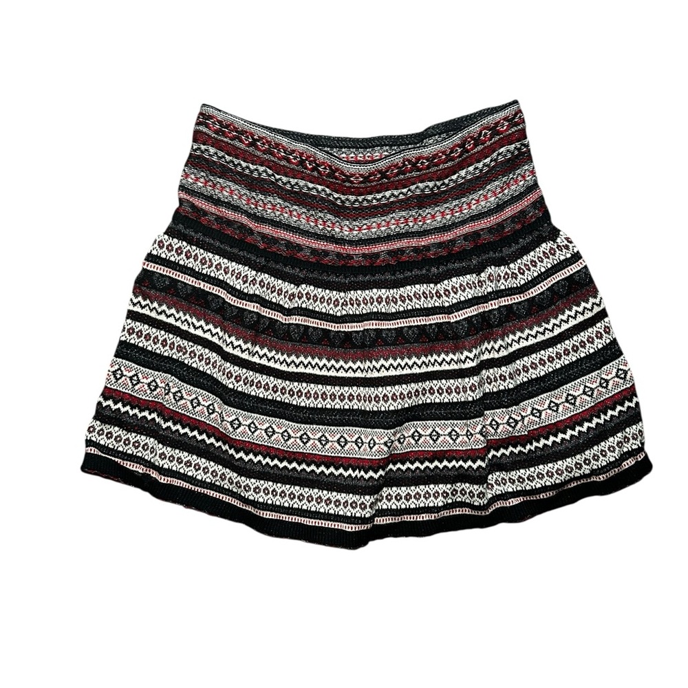 Princess Vera Wang Patterned Mini Knit Skirt - Black, Red, White Size Large
